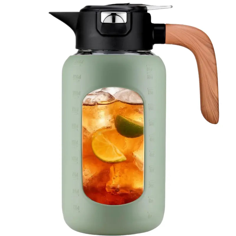 【Olivego】84Oz Borosilicate Glass Pitcher with Lid and Handle, Large Iced Tea & Lemonade Jug for Cold Brew, Juice & Summer Drinks