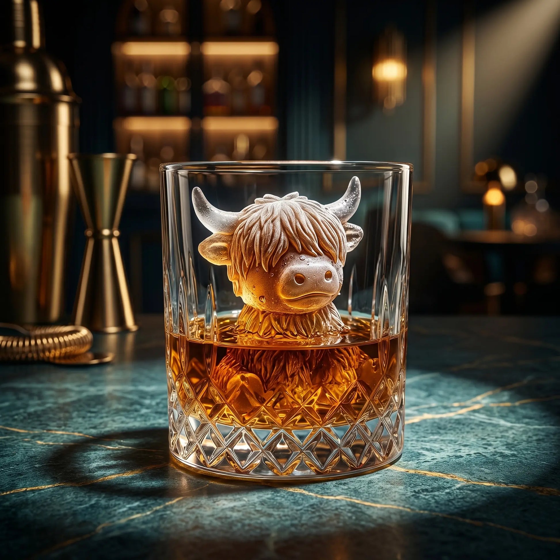 Mini Highland Cow Ice Cube Mold - 3D Cute Silicone Ice Cube Trays Perfect for Whiskey Cocktails Parties & Gift Giving