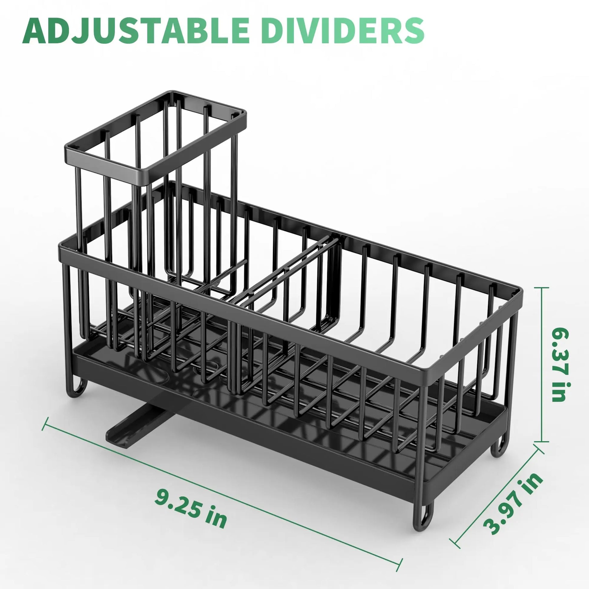 Sponge Holder for Kitchen Sink, Sink Caddy with High Brush Holder, Kitchen Sink Organizer Countertop ,304 Stainless Steel