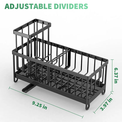 Sponge Holder for Kitchen Sink, Sink Caddy with High Brush Holder, Kitchen Sink Organizer Countertop ,304 Stainless Steel
