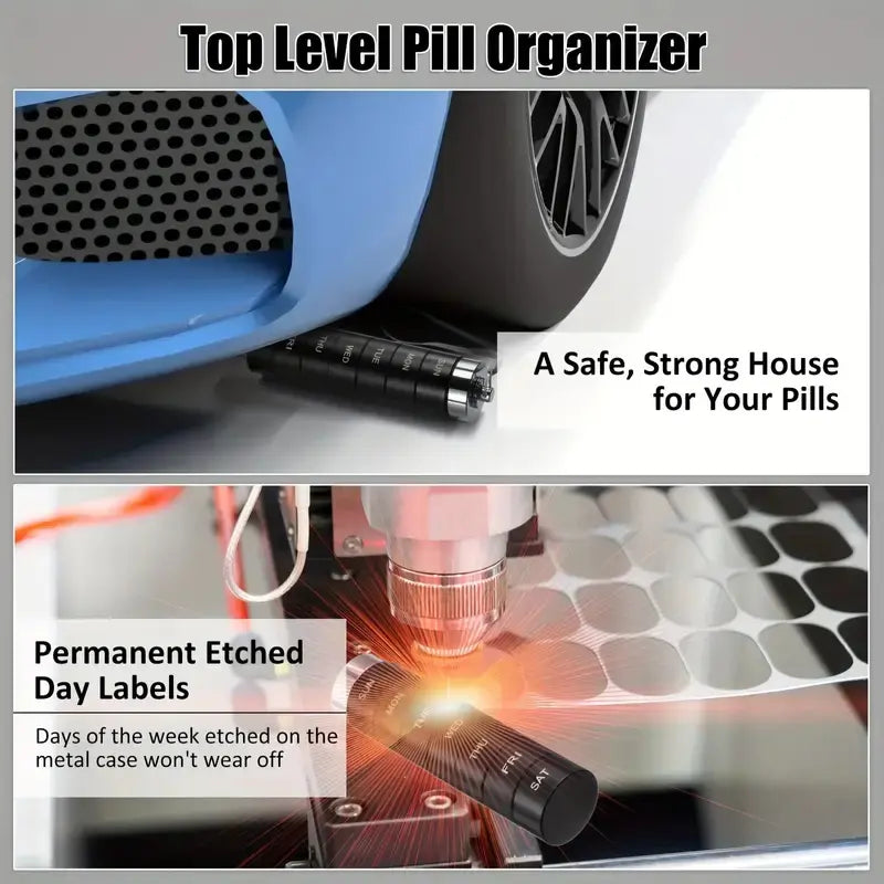 Portable 7-Grid Pill Storage Box, 1 Count Durable Home Pill Organizer, Pill Storage Box for Home Office Travel, Healthcare, Vitamin Organizer