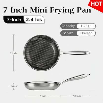XBM Professional 3-Piece Hybrid Nonstick Cookware Set, Mother'S Day Gift,Rivetless Ceramic Honeycomb Skillets (8", 10", 12"), 100% PTFE/PFOA Free, Tri-Ply Stainless Steel, Induction & Oven Safe Lid Pans Wok