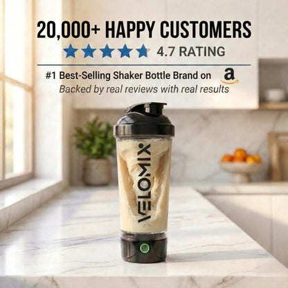 VELOMIX 24Oz Electric Protein Shake Mixer Bottle - USB-C Rechargeable, Leak-Proof Drink Mixer, 80 Mixes per Charge, 1-Touch Mix, Easy-Clean, Durable Bpa-Free PP/PE Plastic for Gym Stuff