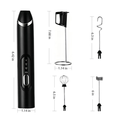 Summervibes 2026 Upgraded Rechargeable Milk Frother Handheld with 3 Heads 3 Speeds, Electric Coffee Mixer & Drink Foamer, Stainless Steel Whisk for Cappuccino, Latte, Cream Maker, Hot Chocolate, Egg Beater, Portable Kitchen Milk Bubbler Toolmothersdaygift