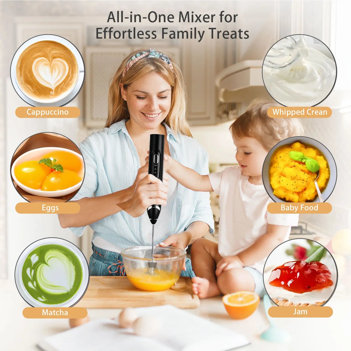Summervibes 2026 Upgraded Rechargeable Milk Frother Handheld with 3 Heads 3 Speeds, Electric Coffee Mixer & Drink Foamer, Stainless Steel Whisk for Cappuccino, Latte, Cream Maker, Hot Chocolate, Egg Beater, Portable Kitchen Milk Bubbler Toolmothersdaygift