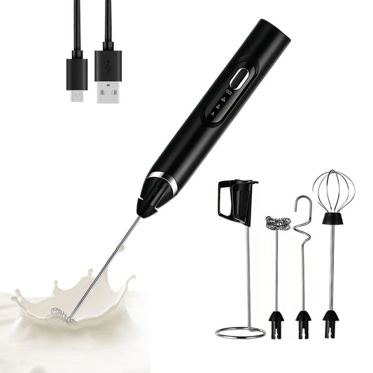 Summervibes 2026 Upgraded Rechargeable Milk Frother Handheld with 3 Heads 3 Speeds, Electric Coffee Mixer & Drink Foamer, Stainless Steel Whisk for Cappuccino, Latte, Cream Maker, Hot Chocolate, Egg Beater, Portable Kitchen Milk Bubbler Toolmothersdaygift